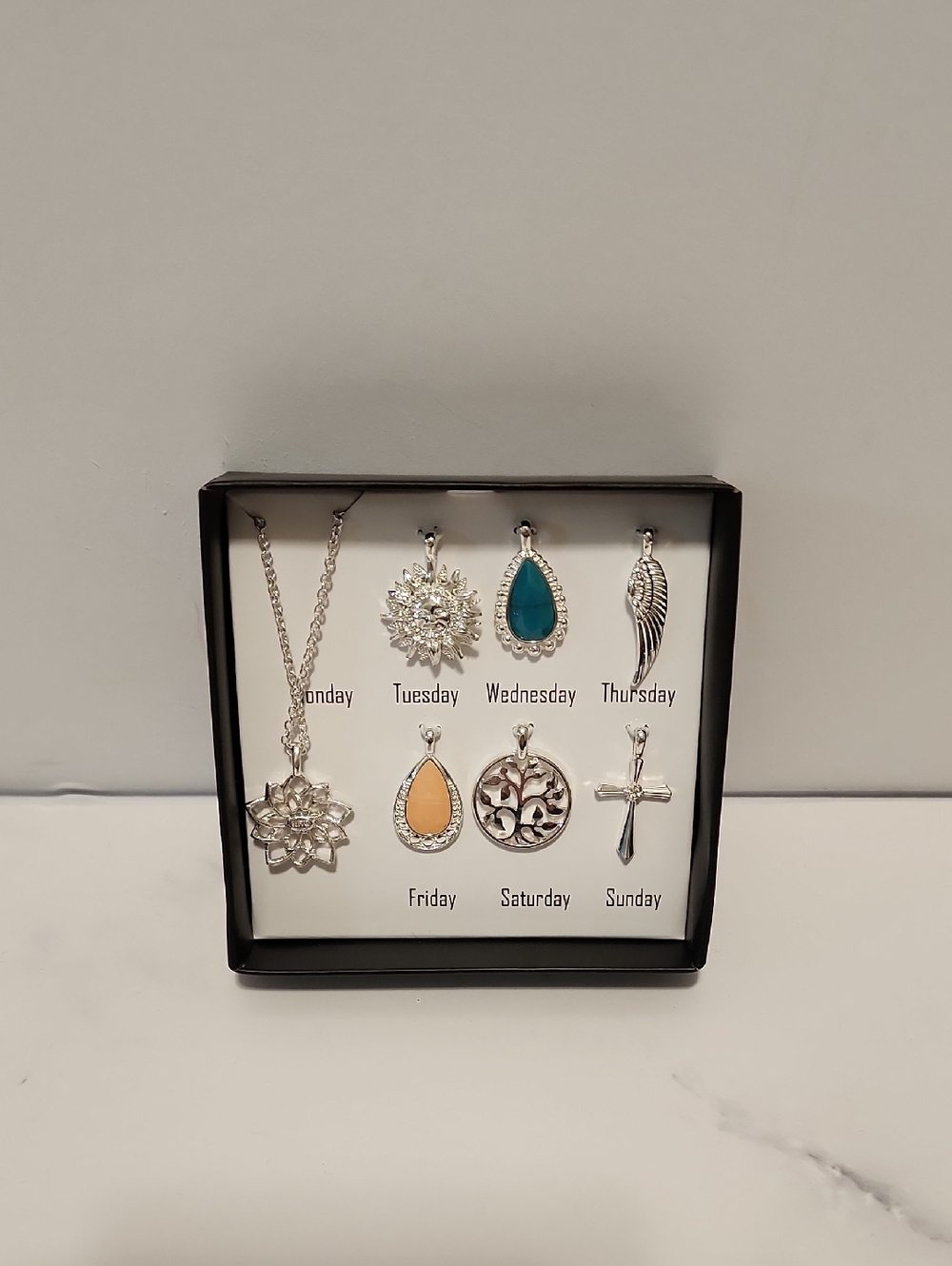 Daily Charm Necklace- 7 Days of the Week Jewelry Set